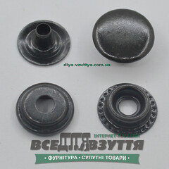 Кнопка металлическая гладкая КАППА Ø 15мм цв. Черный