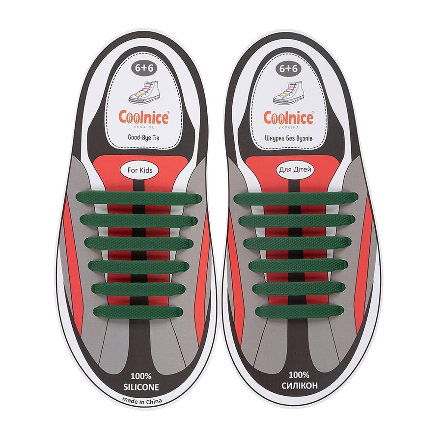 Силиконовие шнурки Coolnice 6+6 кіл-р. Зелений хвоя
