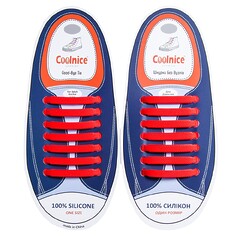 Силиконовые шнурки Coolnice 7+7 One Size цв. Красный